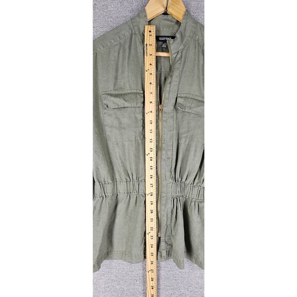 ELLEN TRACY WOMEN'S MILITARY GREEN 100% LINEN UTILITY JACKET SIZE SMALL - Picture 7 of 12